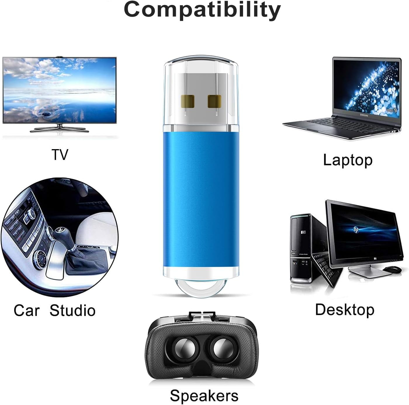 USB Flash Drive 5 Pack 32GB USB 2.0 Flash Drive Memory Stick USB Drive Jump Drive USB Storage Flash Drives Pen Drive Thumb Drives (5 Mixed Colors: Black Blue Green Red Silver)