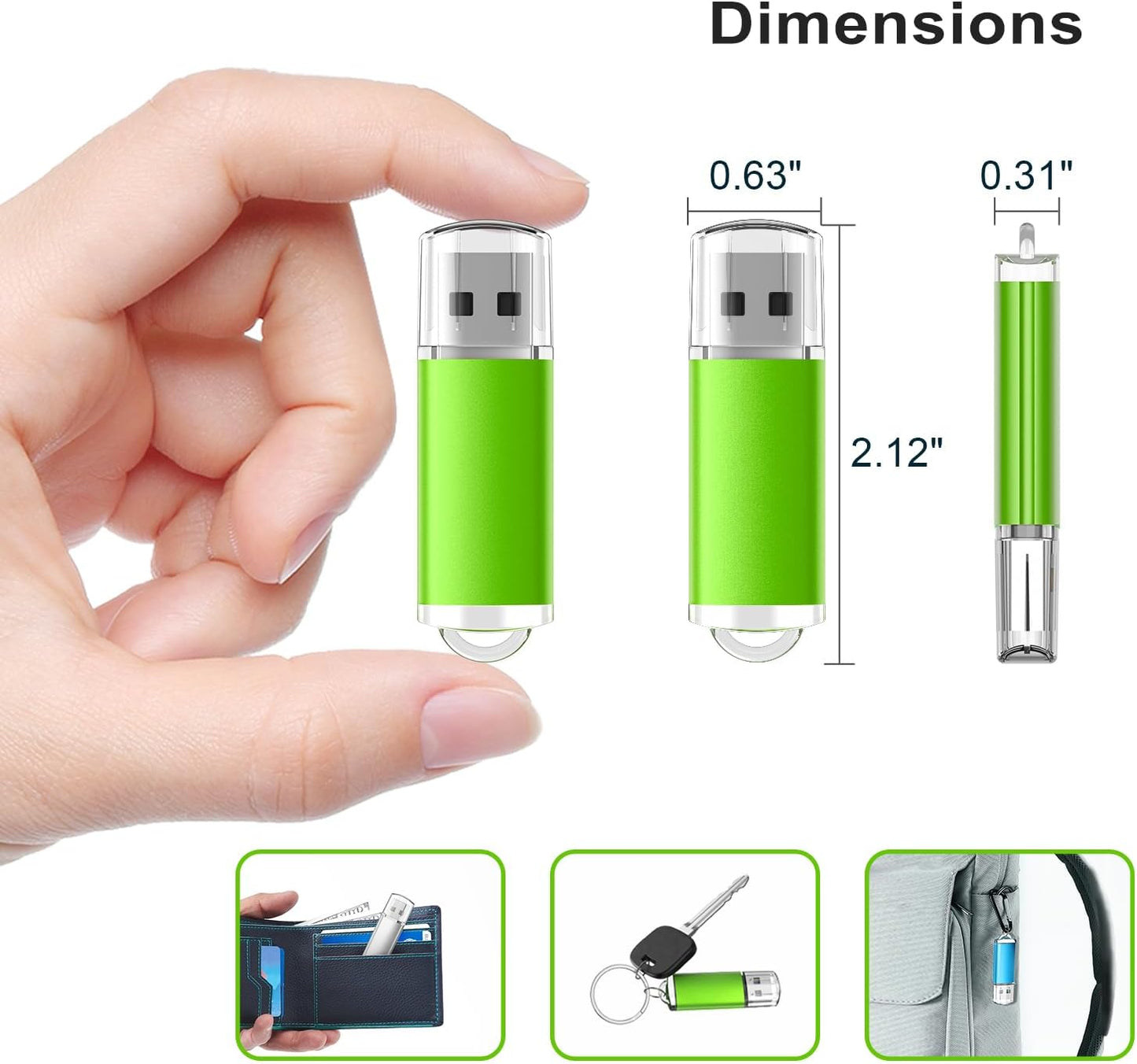 USB Flash Drive 5 Pack 32GB USB 2.0 Flash Drive Memory Stick USB Drive Jump Drive USB Storage Flash Drives Pen Drive Thumb Drives (5 Mixed Colors: Black Blue Green Red Silver)