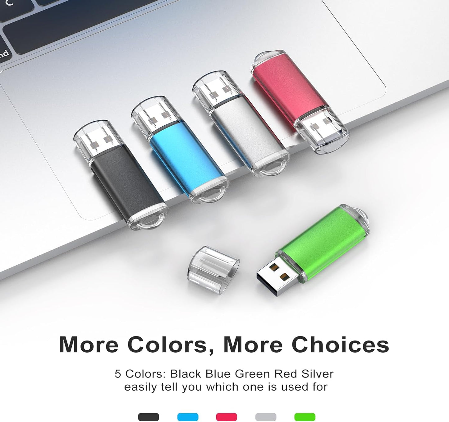 USB Flash Drive 5 Pack 32GB USB 2.0 Flash Drive Memory Stick USB Drive Jump Drive USB Storage Flash Drives Pen Drive Thumb Drives (5 Mixed Colors: Black Blue Green Red Silver)