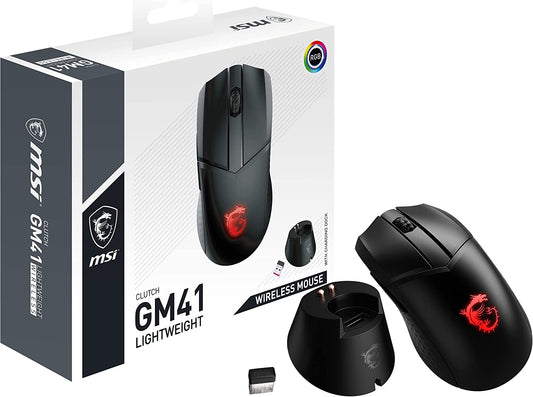 Clutch GM41 Lightweight Wireless Gaming Mouse & Charging Dock, 20,000 DPI, 60M Omron Switches, Fast-Charging 80Hr Battery, RGB Mystic Light, 6 Programmable Buttons, Pc/Mac