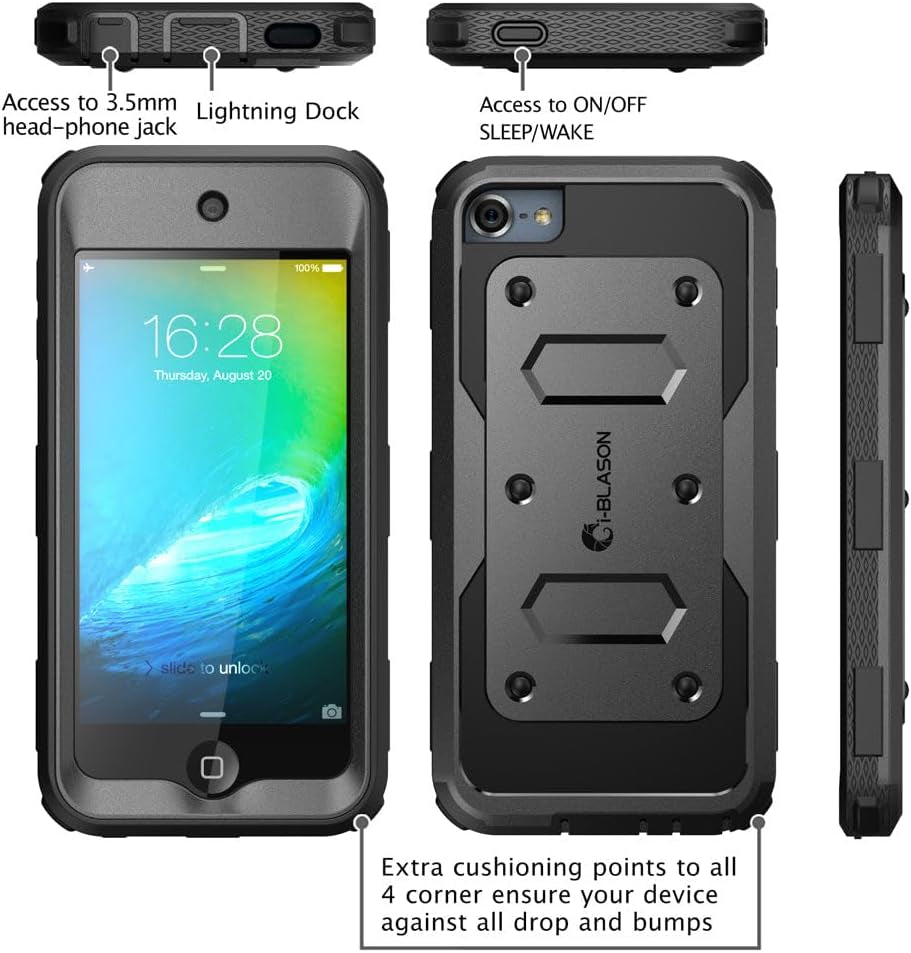 Armorbox Case Designed for Ipod Touch 7/6/5, Full Body Case with Built-In Screen Protector for Apple Ipod Touch 5Th/6Th/7Th Generation, Black