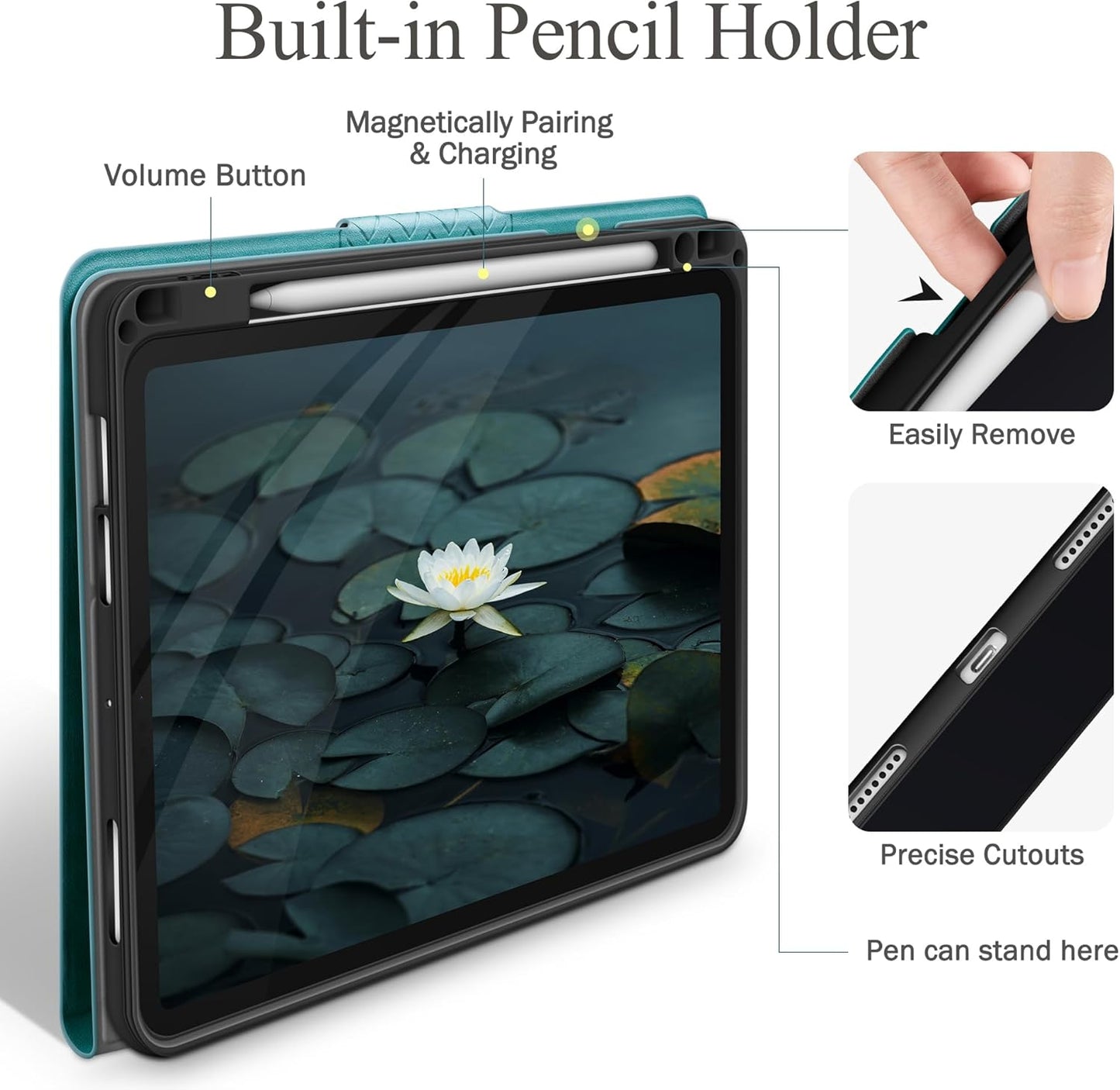 Case for Ipad Air 11 Inch(2024)/Ipad Air 5Th/4Th Generation (2022/2020) with Pencil Holder, Auto Sleep/Wake, Adjustable Angle (Green)