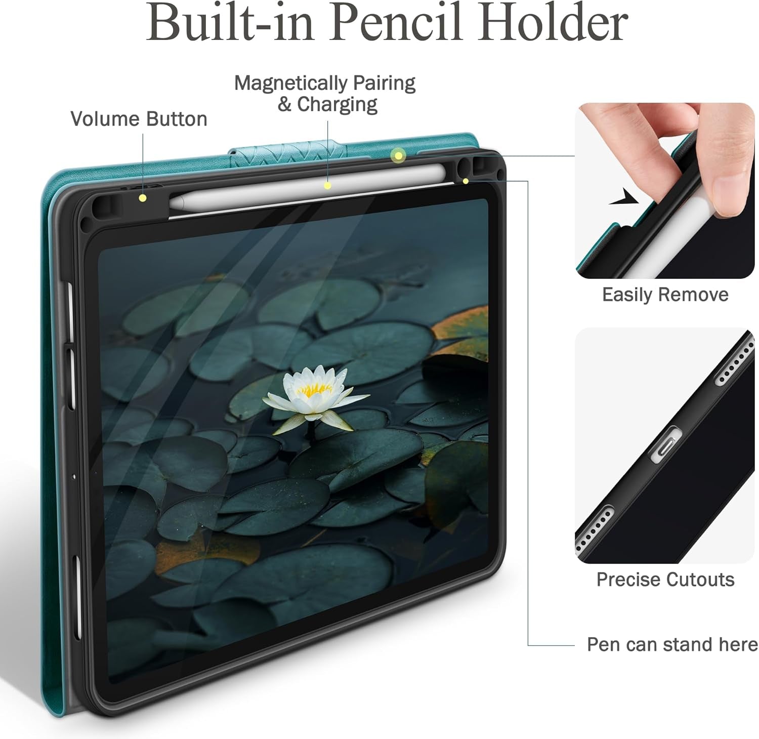 Case for Ipad Air 11 Inch(2024)/Ipad Air 5Th/4Th Generation (2022/2020) with Pencil Holder, Auto Sleep/Wake, Adjustable Angle (Green)