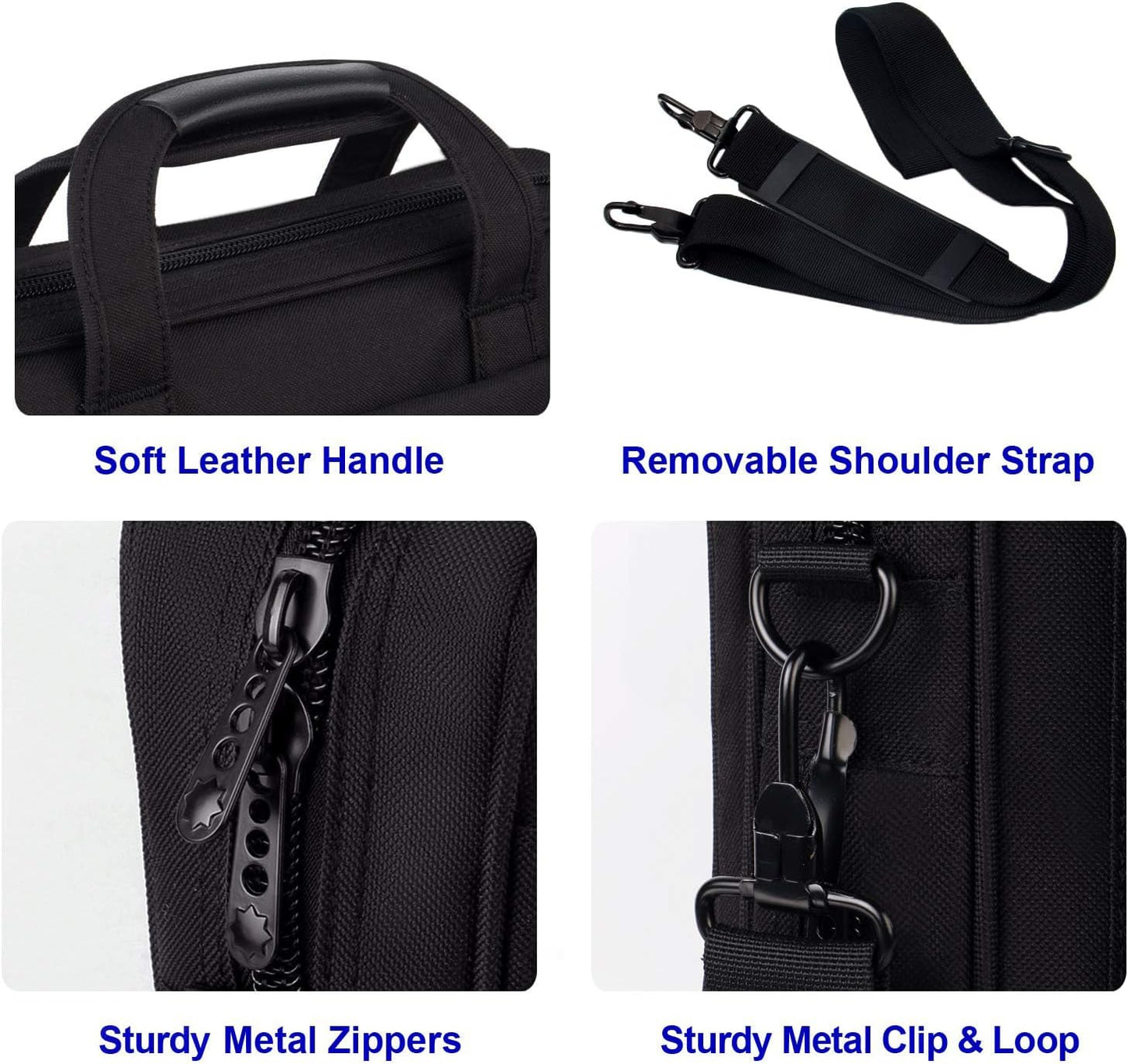 Laptop Bag 15.6 Inch, Business Briefcase Gifts for Men Women, Water Resistant Messenger Shoulder Bag with Strap, Premium Office Bag, Carry on Laptop Case for Notebook/Computer/Laptop, Black