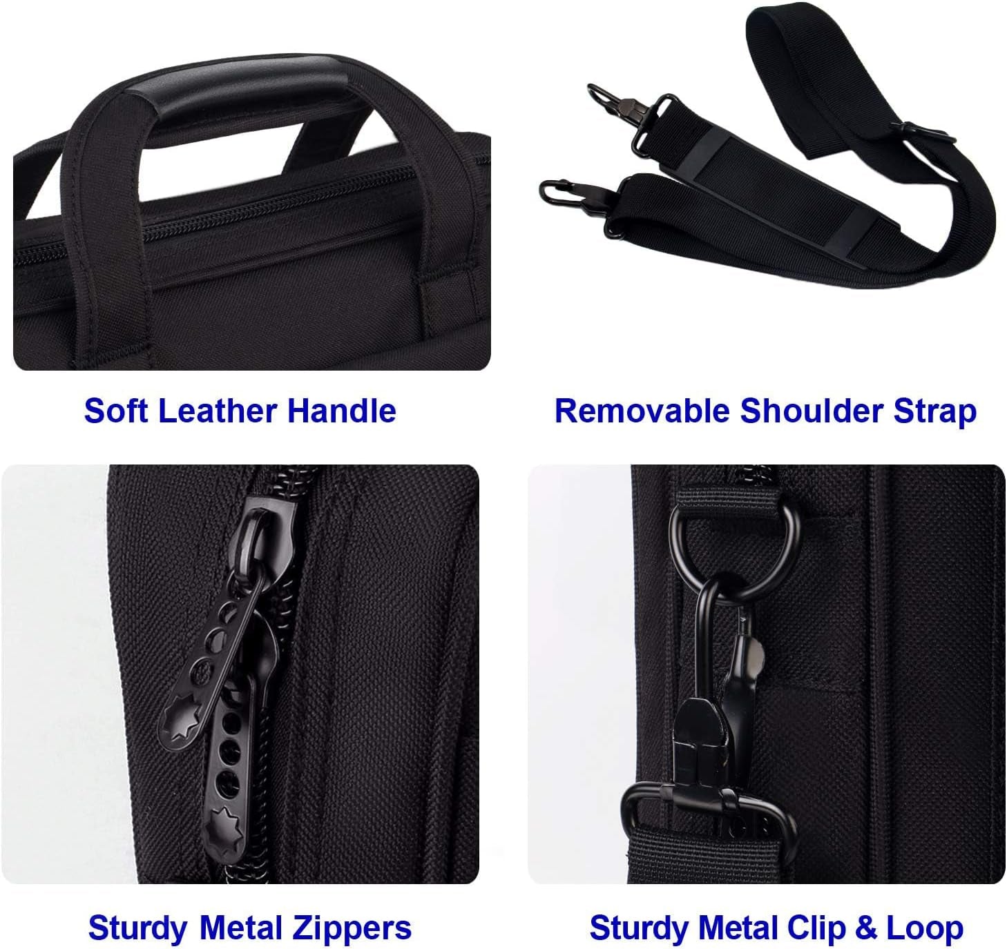 Laptop Bag 15.6 Inch, Business Briefcase Gifts for Men Women, Water Resistant Messenger Shoulder Bag with Strap, Premium Office Bag, Carry on Laptop Case for Notebook/Computer/Laptop, Black