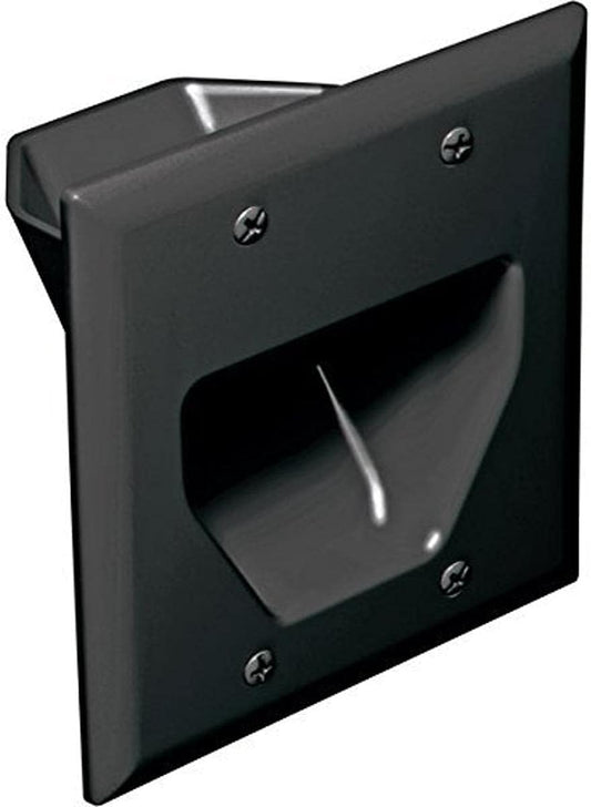 Electronics 45-0002-BK 2-Gang Recessed Low Voltage Cable Plate - Black, 1 Count (Pack of 1)