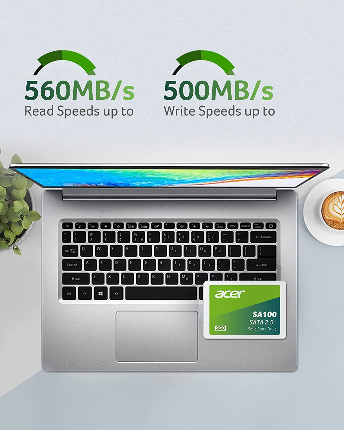 SA100 960GB 2.5 Inch SSD SATA III Internal SSD Hard Drive, 560Mb/S Read, 3D NAND Flash Memory, SATA III 6 Gb/S Interface