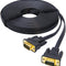 5M Ultra Thin Flat Type Computer Monitor VGA Cable Standard 15 Pin Male to Male Connector SVGA Wire 16 Feet - Black