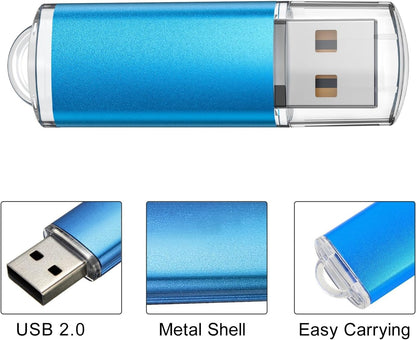 USB Flash Drive 5 Pack 32GB USB 2.0 Flash Drive Memory Stick USB Drive Jump Drive USB Storage Flash Drives Pen Drive Thumb Drives (5 Mixed Colors: Black Blue Green Red Silver)