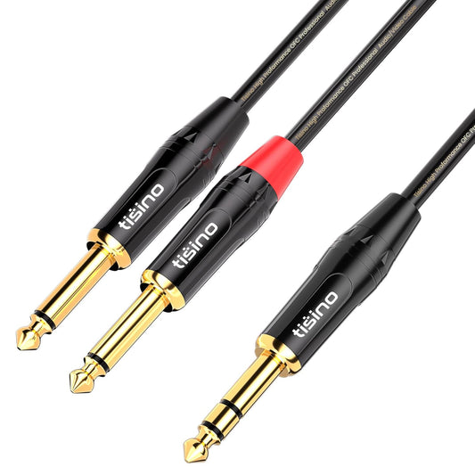 1/4 Inch TRS Stereo to Dual 1/4 Inch TS Mono Insert Cable Y-Splitter Stereo Breakout Cable Patch Cord - 6.6 Feet