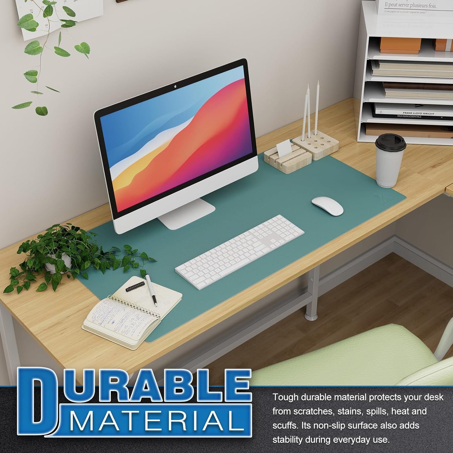 Large Desk Mat, Office Desk Pad, Computer Desk Mat, Laptop Mat for Desk, Desk Protecor Mat, Desktop Mat, Desk Writing Pad, Desk Blotter Pad, Desk Cover Mat (31.5"X15.7", Green)