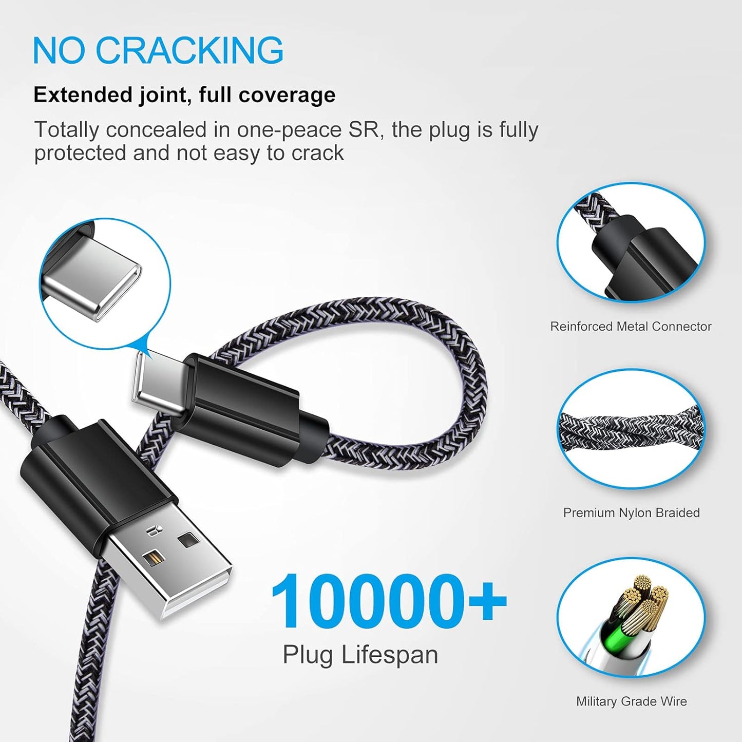 Type C Charger Fast Charger for Samsung Galaxy S24 S23 S22 S21 S20 A15 A54 A14 A53 A13,LG Stylo 6 5,Moto G Pure/G Power/G Stylus/G Play,Quick Charge 3.0 Car Charger Wall Adapter +3FT 6FT USB C Cable