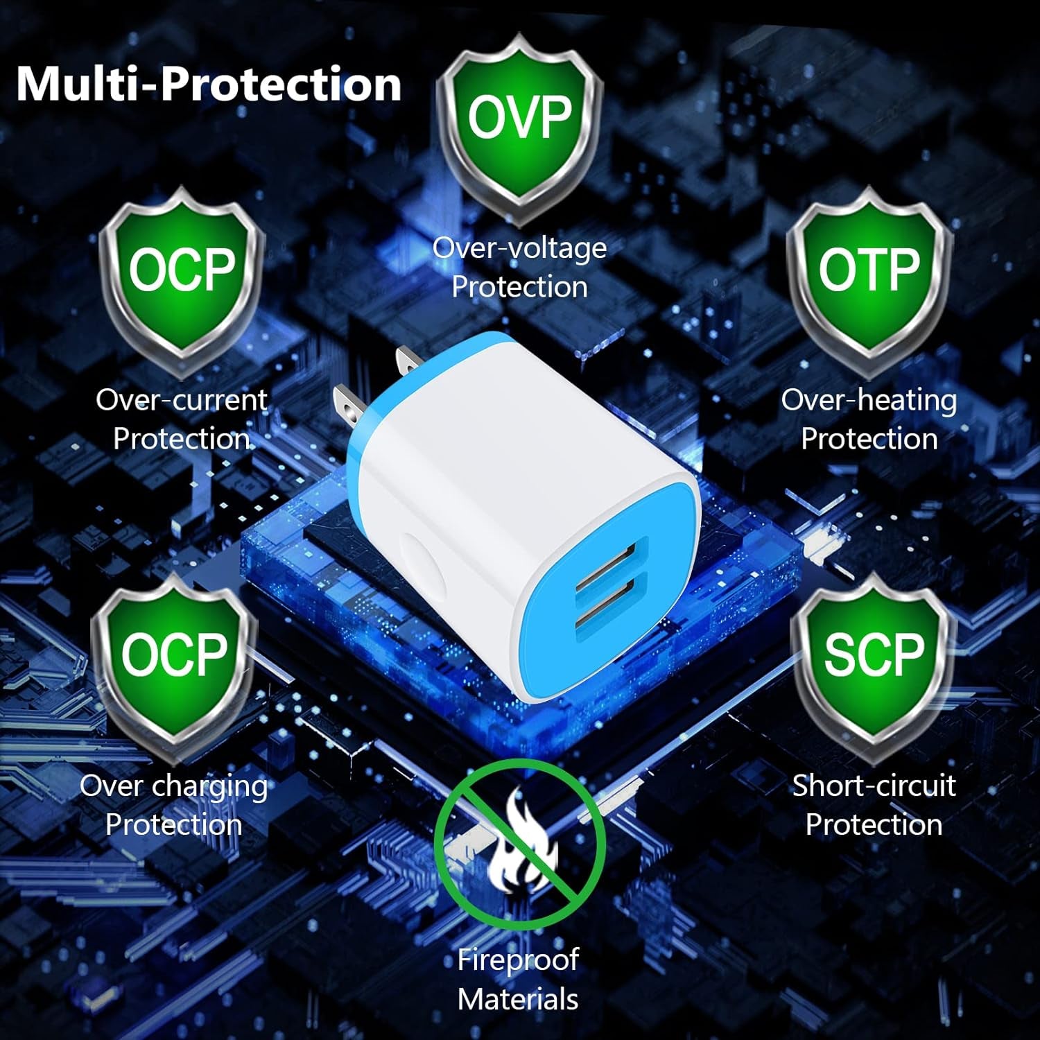 USB Charger Wall Plug, Iphone Charging Box, 5Pack Home Travel 2.1Amp Dual Port Fast Wall Charger Quick Charging Block Cube Brick for Iphone 16E 16 15 14 13 12 Pro Max XR X 8 7 6,Samsung,Android