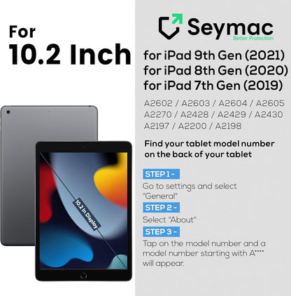 for Ipad 9Th/8Th/7Th Generation Case 10.2" 2021-2019, Full-Body Shockproof Heavy Duty Protective Case with Screen Protector, Rotating Stand/Handle/Shoulder Strap for Ipad 10.2, Black/Blue