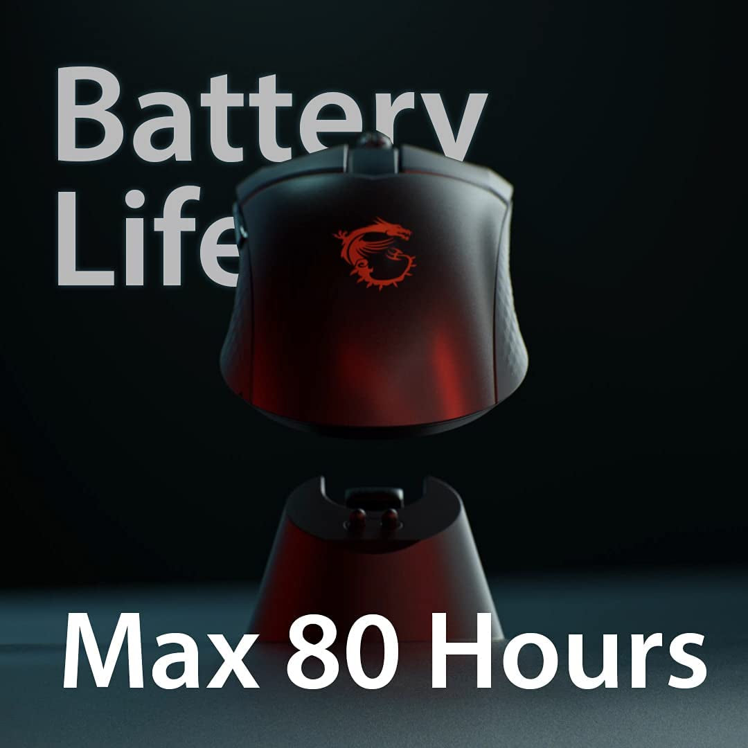 Clutch GM41 Lightweight Wireless Gaming Mouse & Charging Dock, 20,000 DPI, 60M Omron Switches, Fast-Charging 80Hr Battery, RGB Mystic Light, 6 Programmable Buttons, Pc/Mac