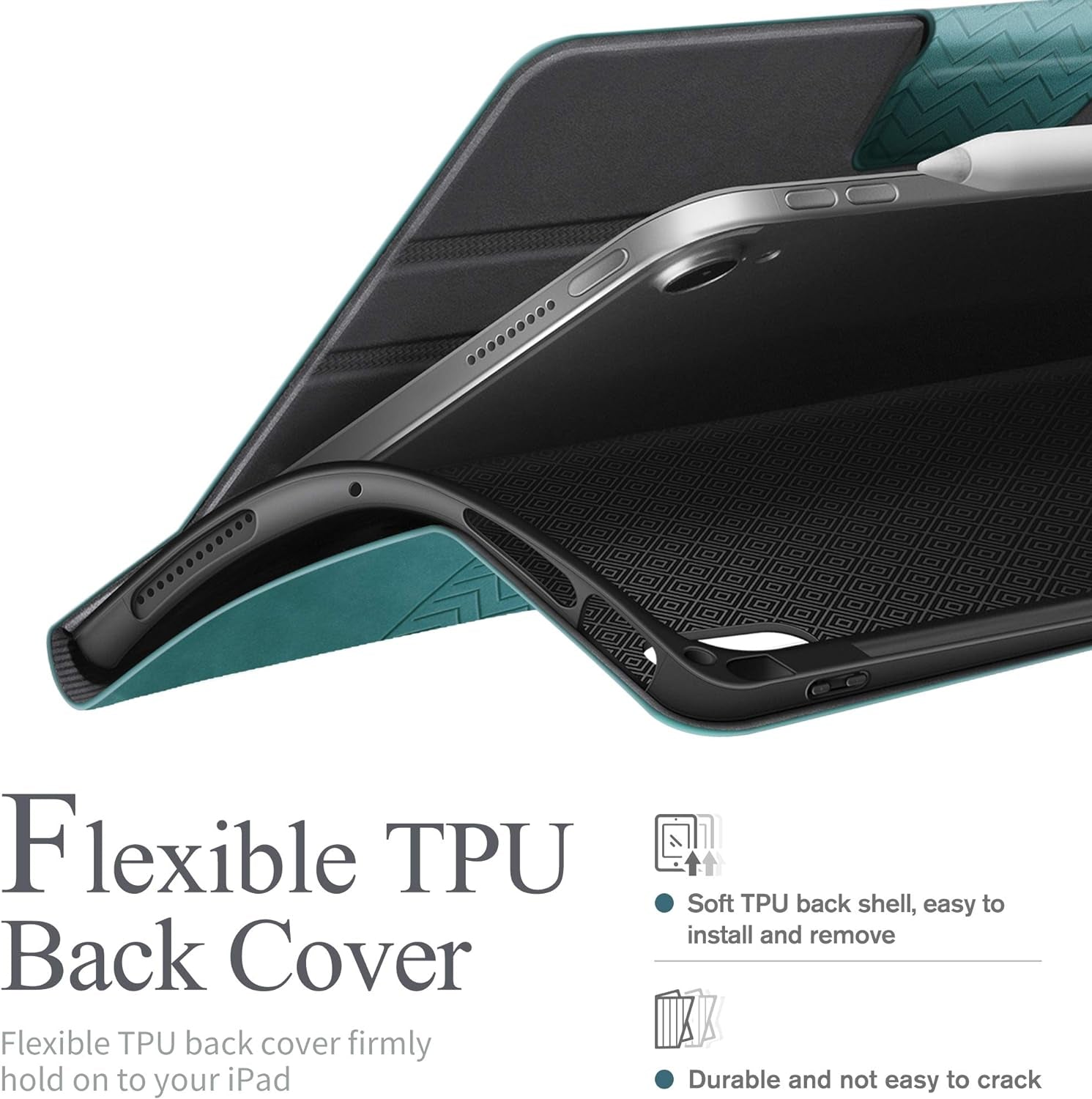 Case for Ipad Air 11 Inch(2024)/Ipad Air 5Th/4Th Generation (2022/2020) with Pencil Holder, Auto Sleep/Wake, Adjustable Angle (Green)