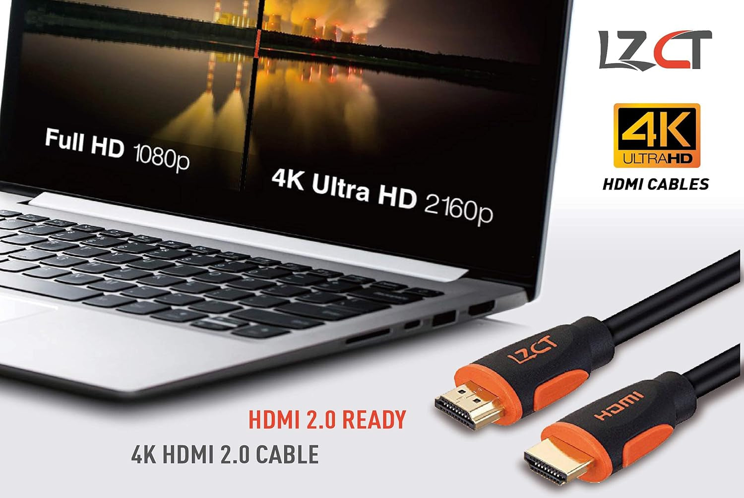 4K High Speed HDMI Cable 50FT with Ethernet HDMI Cord V2.0 Support 4K@60Hz Ultra HD 2160P 3D ARC HDR (Length from 3' to 125') Dual Color Mould