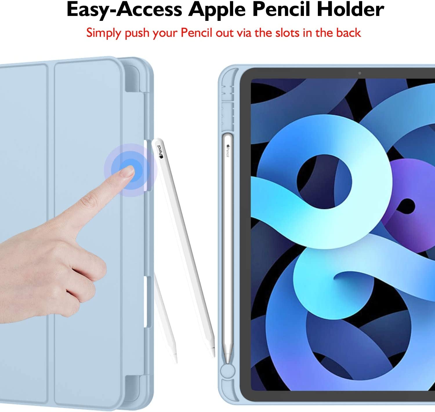 Ipad Air 11 Inch Case M2 2024, Ipad Air 5Th/4Th Generation Case 2022/2020 10.9 Inch with Pencil Holder, Trifold Stand Smart Case(Sky Blue)