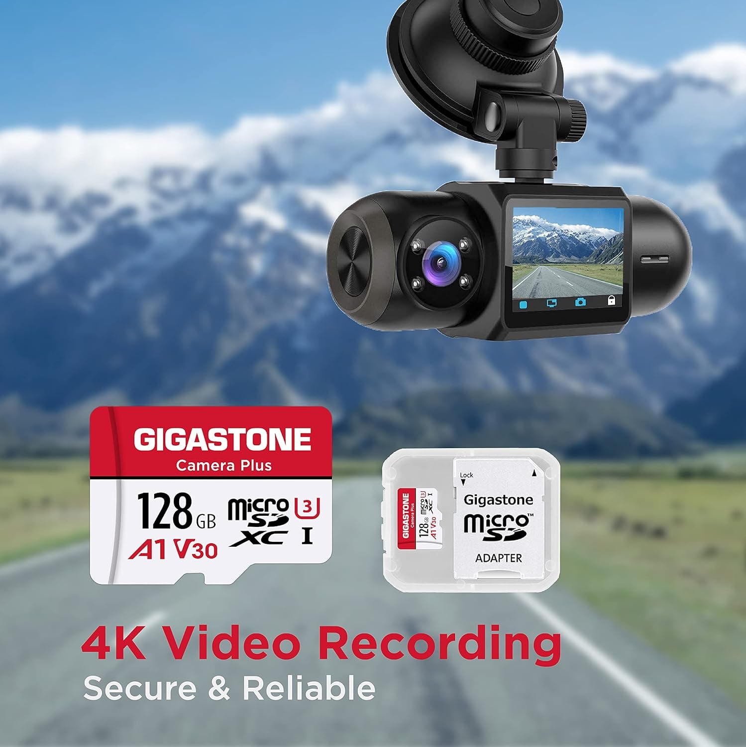 128GB 2-Pack Micro SD Card, Camera Plus, Compatible with Gopro, Security Camera, Dash Cam, Speed up to 100Mb/S, 4K Video Recording, Micro SDXC UHS-I A1 V30 U3 Class 10
