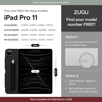 Ipad Pro 11 Inch Case 1St/2Nd/3Rd/4Th Generation Case 2018/2020/2021/2022 | Slim Protective Case Wireless Apple Pencil Charging | Convenient Magnetic Stand & Sleep/Wake Cover | Stealth Black