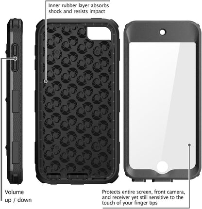 Armorbox Case Designed for Ipod Touch 7/6/5, Full Body Case with Built-In Screen Protector for Apple Ipod Touch 5Th/6Th/7Th Generation, Black