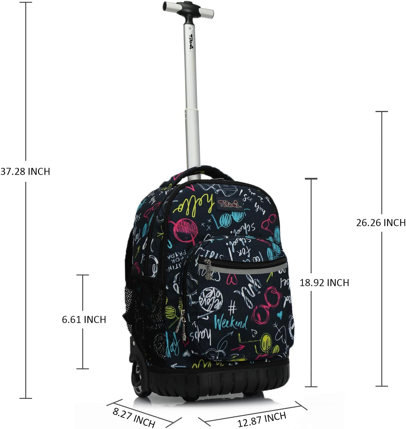 Rolling Backpack 19 Inch Wheeled Boys Girls Travel School Student Trip…
