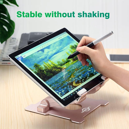 Tablet Stand,【Updated】 Adjustable Eye-Level Aluminum Solid Desktop Stand Holder,Compatible with Ipad Series,Microsoft Surface Series,Samsung,Kindle Fire,Etc.Up to 15'' Tablets-Pink