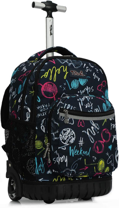 Rolling Backpack 19 Inch Wheeled Boys Girls Travel School Student Trip…