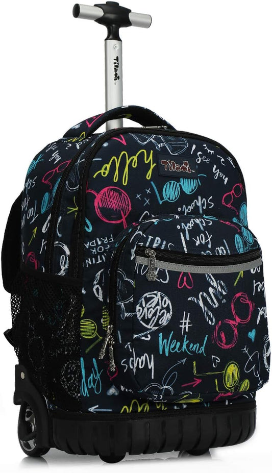 Rolling Backpack 19 Inch Wheeled Boys Girls Travel School Student Trip…