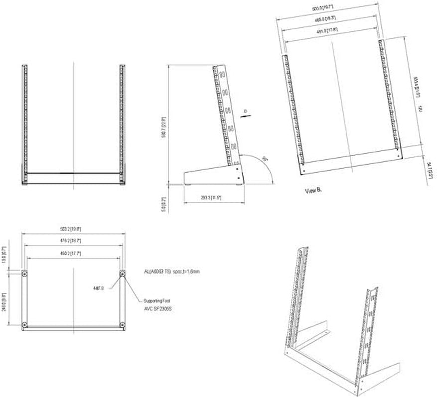 2-Post 12U Desktop Server Rack, Small Open Frame 19In Computer Rack, Compact Network Rack for AV / Studio / Data / IT Equipment, Free Standing Two-Post Home/Office Rack , TAA (RK12OD)