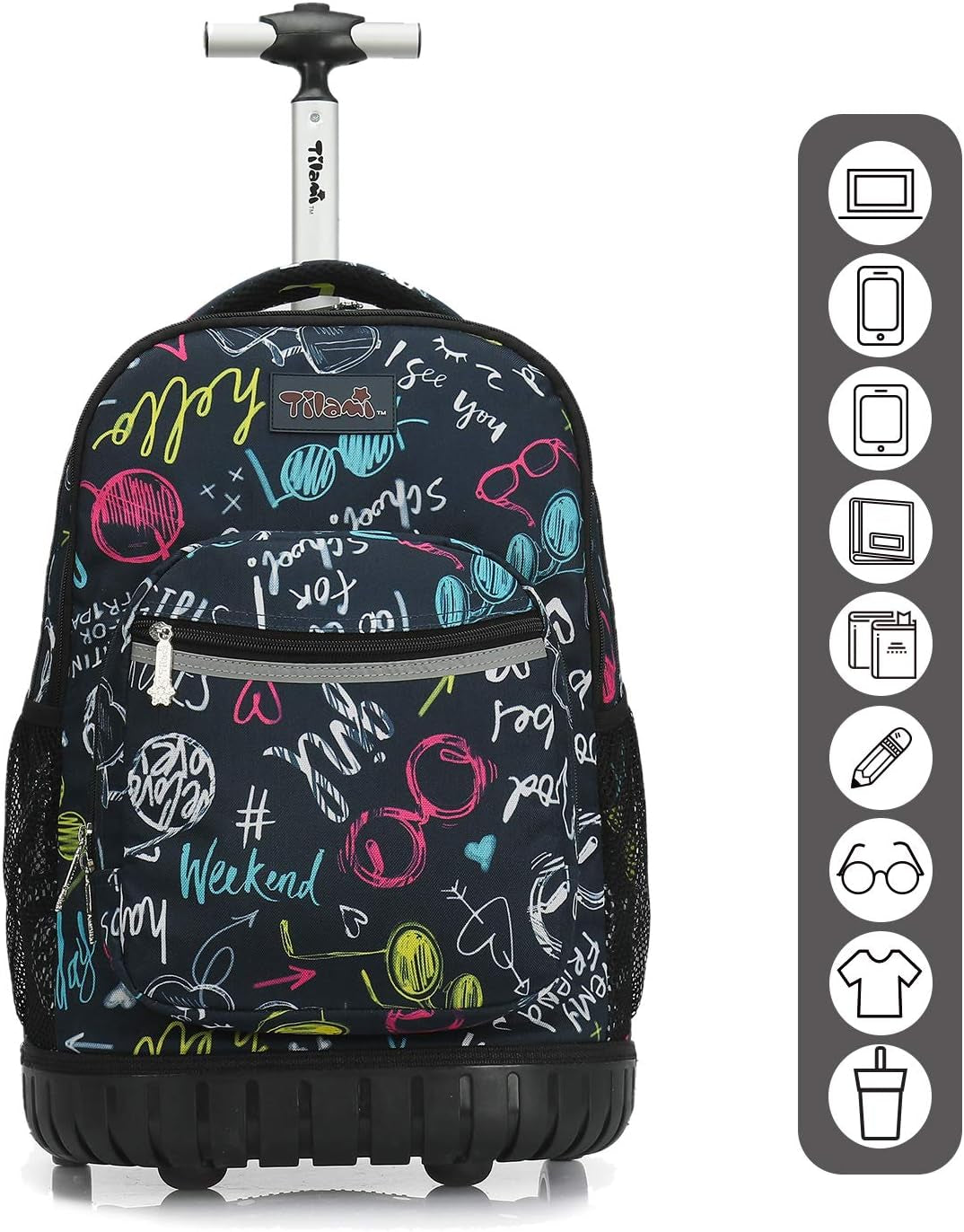 Rolling Backpack 19 Inch Wheeled Boys Girls Travel School Student Trip…