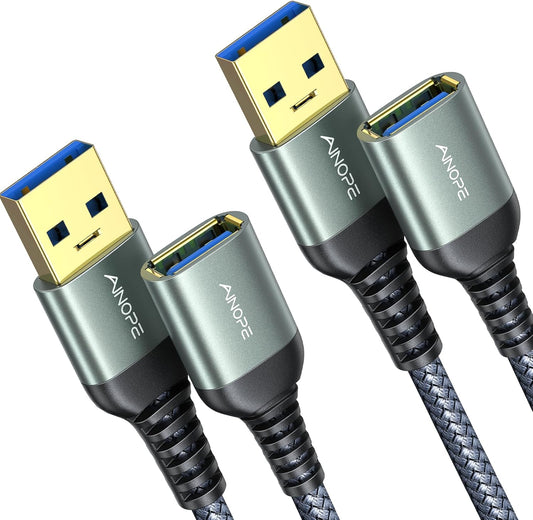 USB Extension Cable,Usb Extender,Usb 3.0 Extension Cable, Male to Female Cord High Data Transfer Compatible with Webcam,Usb Keyboard,Flash Drive,Hard Drive,Printer,3.3+3.3Ft,Grey
