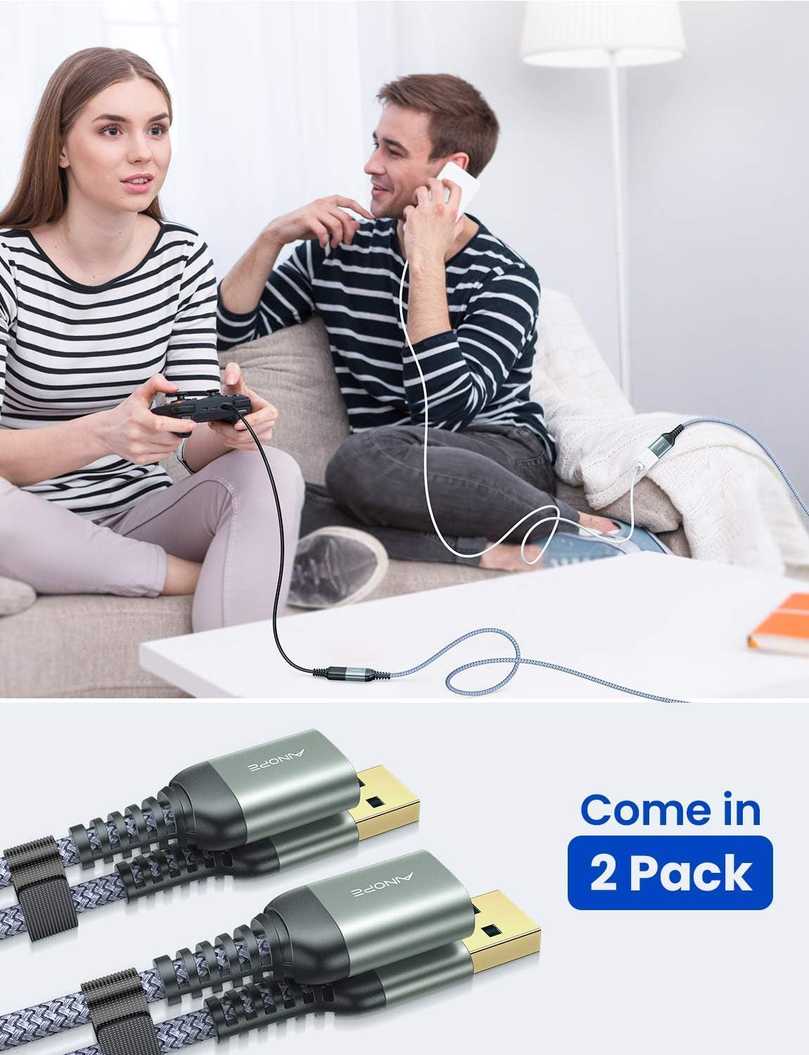 USB Extension Cable,Usb Extender,Usb 3.0 Extension Cable, Male to Female Cord High Data Transfer Compatible with Webcam,Usb Keyboard,Flash Drive,Hard Drive,Printer,3.3+3.3Ft,Grey