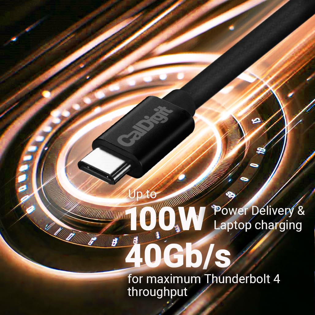 Thunderbolt 4 Cable - 40Gbps 100W Power Delivery, Compatible with Thunderbolt 3 & USB Type C, Macbook Pro, Imac, Iphone 15 Max, Black (0.8 Meter 2.62 Feet, Thunderbolt 4 / USB 4 Cable)