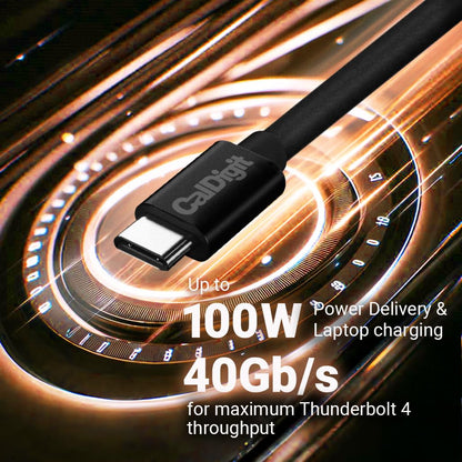 Thunderbolt 4 Cable - 40Gbps 100W Power Delivery, Compatible with Thunderbolt 3 & USB Type C, Macbook Pro, Imac, Iphone 15 Max, Black (0.8 Meter 2.62 Feet, Thunderbolt 4 / USB 4 Cable)