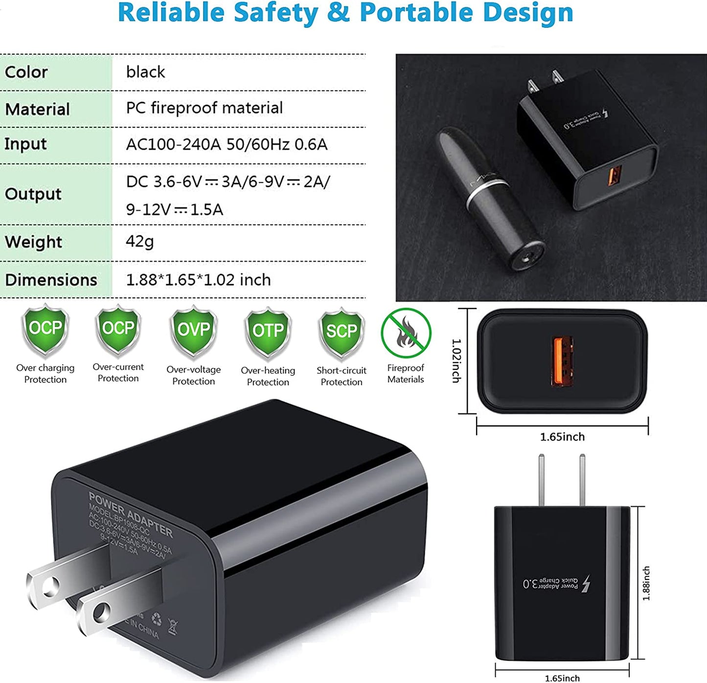 Type C Charger Fast Charger for Samsung Galaxy S24 S23 S22 S21 S20 A15 A54 A14 A53 A13,LG Stylo 6 5,Moto G Pure/G Power/G Stylus/G Play,Quick Charge 3.0 Car Charger Wall Adapter +3FT 6FT USB C Cable