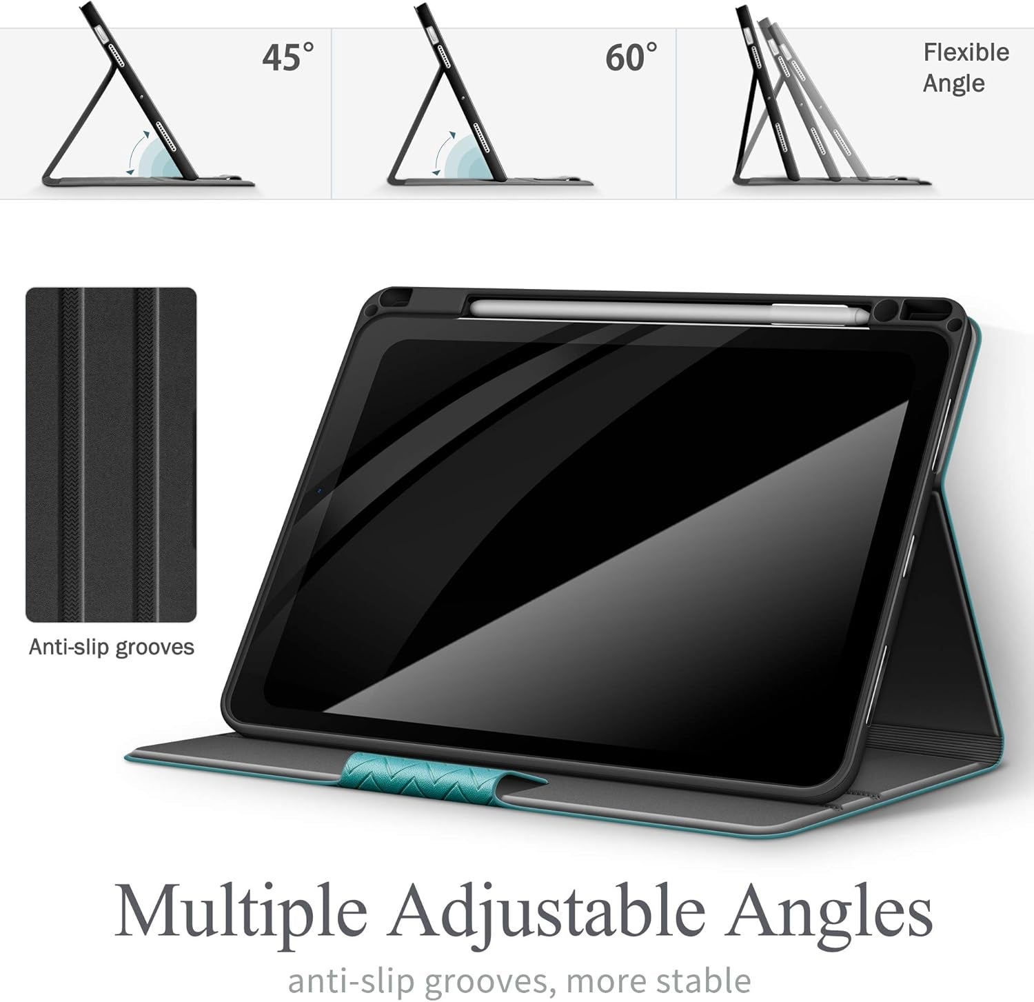 Case for Ipad Air 11 Inch(2024)/Ipad Air 5Th/4Th Generation (2022/2020) with Pencil Holder, Auto Sleep/Wake, Adjustable Angle (Green)
