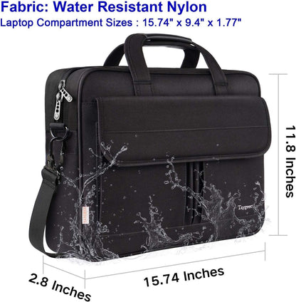 Laptop Bag 15.6 Inch, Business Briefcase Gifts for Men Women, Water Resistant Messenger Shoulder Bag with Strap, Premium Office Bag, Carry on Laptop Case for Notebook/Computer/Laptop, Black
