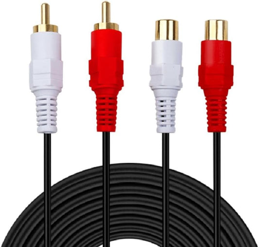 RCA Extension Cable, 2RCA Male to 2RCA Female Stereo Audio Cables for Home Theater, HDTV, Amplifiers, Hi-Fi Systems (50FT/15M)
