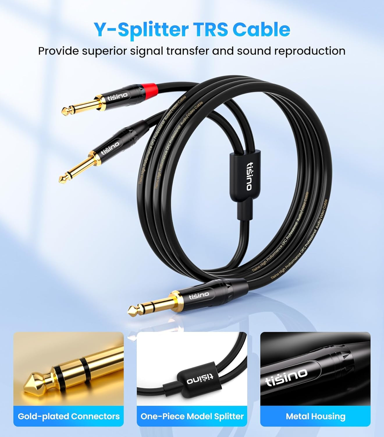 1/4 Inch TRS Stereo to Dual 1/4 Inch TS Mono Insert Cable Y-Splitter Stereo Breakout Cable Patch Cord - 6.6 Feet